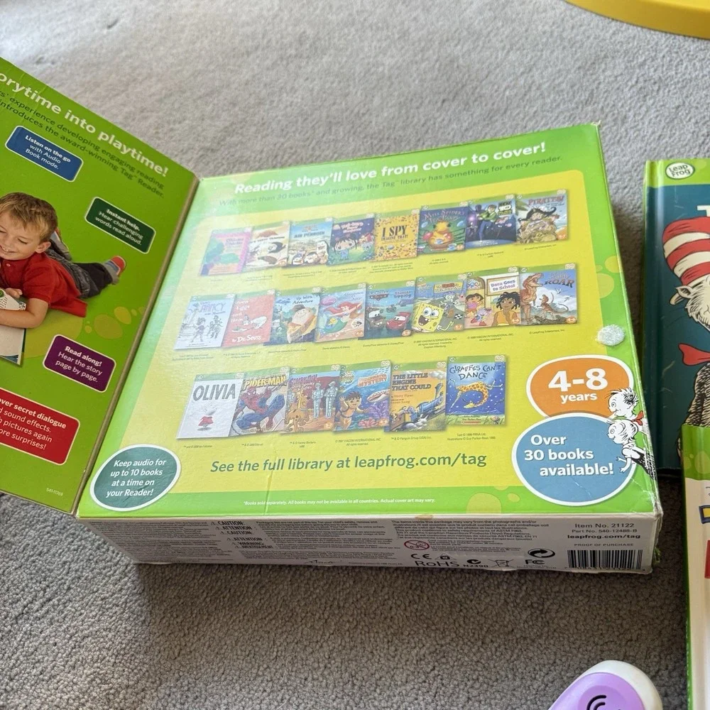 LeapFrog Tag‎ Reading System W/4 Books Toy Story Fancy Nancy Ariel Cat Working